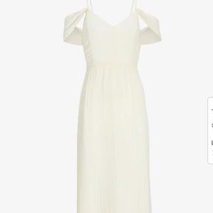 EXPRESS white chiffon pleated midi dress